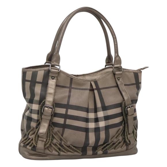 BURBERRY Nova Check Tote Bag PVC Gray Auth 122024 - Picture 1 of 16
